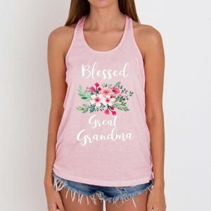 Blessed Great Grandma Flower Bouquet Gift For Grandma Gift Women's Knotted Racerback Tank