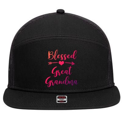 Blessed Great Grandma Heart And Arrow Great Grandma Funny Gift 7 Panel Mesh Trucker Snapback Hat