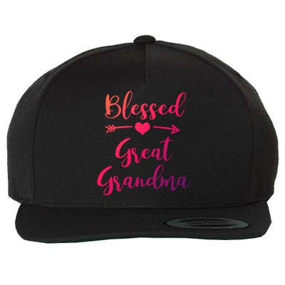 Blessed Great Grandma Heart And Arrow Great Grandma Funny Gift Wool Snapback Cap