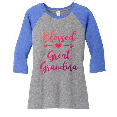 Blessed Great Grandma Heart And Arrow Great Grandma Funny Gift Women's Tri-Blend 3/4-Sleeve Raglan Shirt