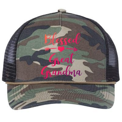 Blessed Great Grandma Heart And Arrow Great Grandma Funny Gift Retro Rope Trucker Hat Cap