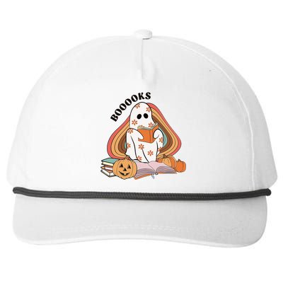 Booooks Groovy Ghost Reading Book Teacher Halloween Gift Snapback Five-Panel Rope Hat