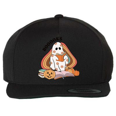 Booooks Groovy Ghost Reading Book Teacher Halloween Gift Wool Snapback Cap