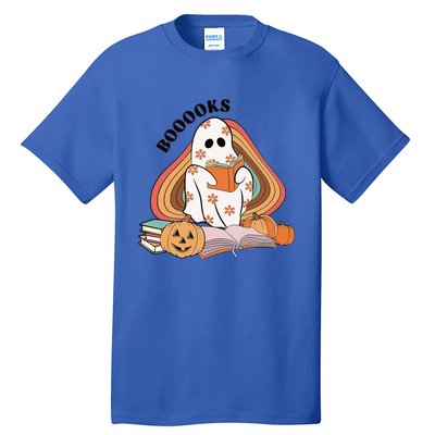 Booooks Groovy Ghost Reading Book Teacher Halloween Gift Tall T-Shirt