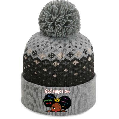 Black Girl God Says I Am Black Melanin History Month Pride The Baniff Cuffed Pom Beanie