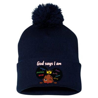 Black Girl God Says I Am Black Melanin History Month Pride Pom Pom 12in Knit Beanie