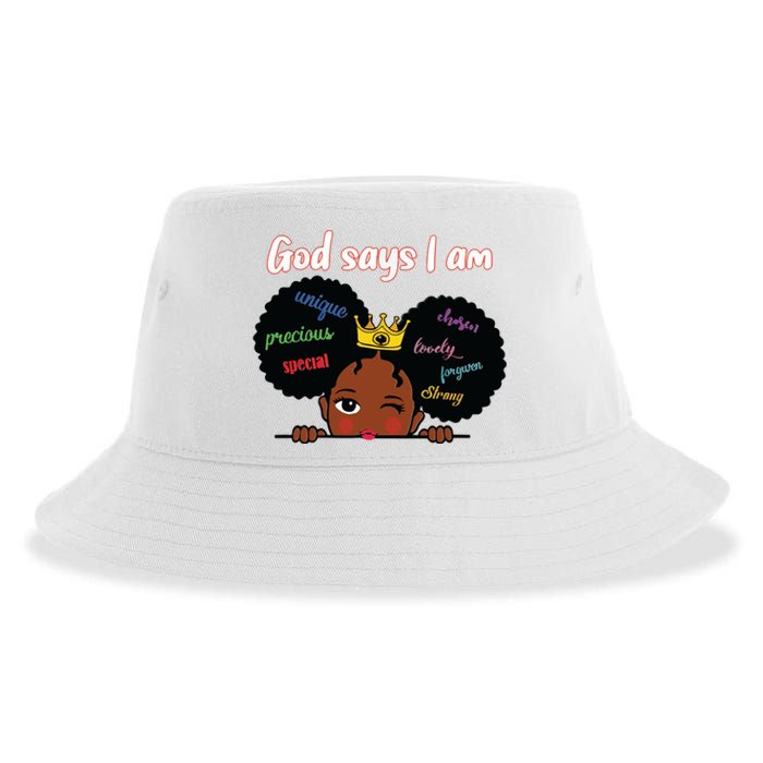 Black Girl God Says I Am Black Melanin History Month Pride Sustainable Bucket Hat