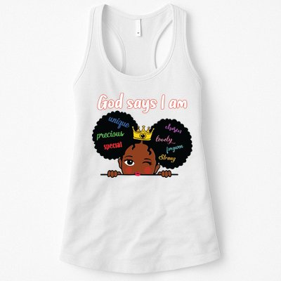 Black Girl God Says I Am Black Melanin History Month Pride Womens Tank Top