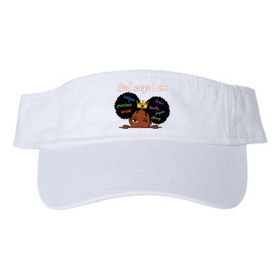 Black Girl God Says I Am Black Melanin History Month Pride Valucap Bio-Washed Visor