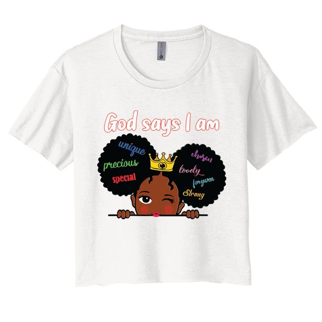 Black Girl God Says I Am Black Melanin History Month Pride Crop Top