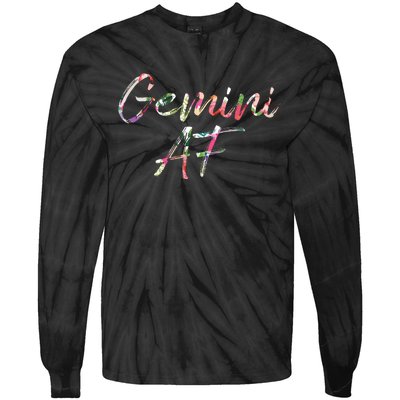 Birthday Gifts Gemini AF Floral Tie-Dye Long Sleeve Shirt