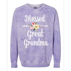 Blessed Great Grandma Flower Arrow Great Gift Great Grandma Cool Gift Colorblast Crewneck Sweatshirt