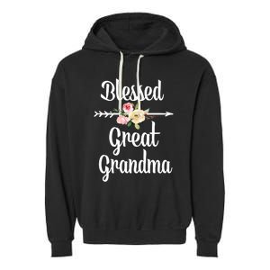 Blessed Great Grandma Flower Arrow Great Gift Great Grandma Cool Gift Garment-Dyed Fleece Hoodie