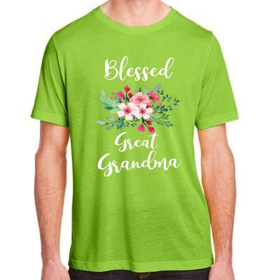 Blessed Great Grandma Flower Bouquet Gift For Grandma Gift Adult ChromaSoft Performance T-Shirt