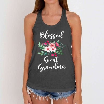 Blessed Great Grandma Flower Bouquet Gift For Grandma Gift Women's Knotted Racerback Tank