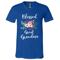 Blessed Great Grandma Flower Bouquet Gift For Grandma Gift V-Neck T-Shirt