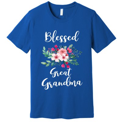 Blessed Great Grandma Flower Bouquet Gift For Grandma Gift Premium T-Shirt