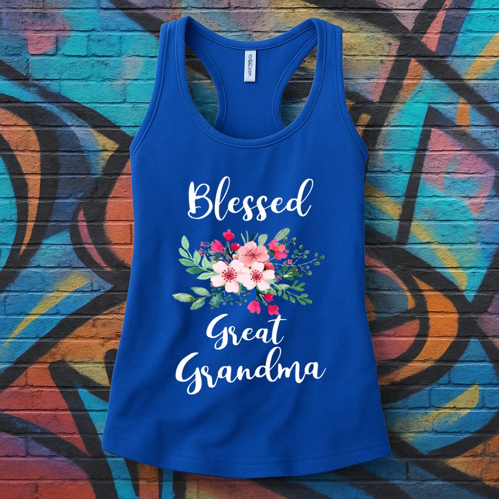 Blessed Great Grandma Flower Bouquet Gift For Grandma Gift Womens Tank Top