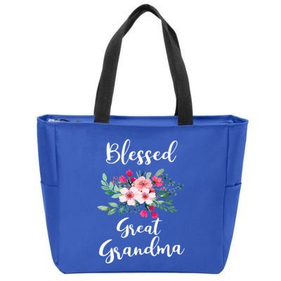 Blessed Great Grandma Flower Bouquet Gift For Grandma Gift Zip Tote Bag