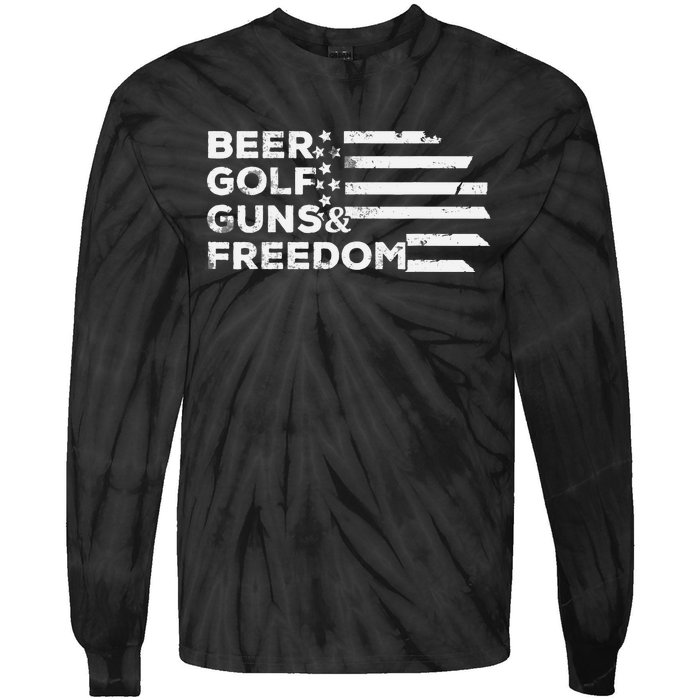 Beer Golf Guns Freedom Tie-Dye Long Sleeve Shirt