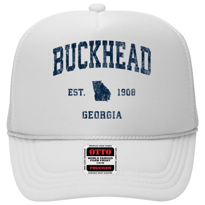 Buckhead Georgia Ga Vintage Athletic High Crown Mesh Back Trucker Hat