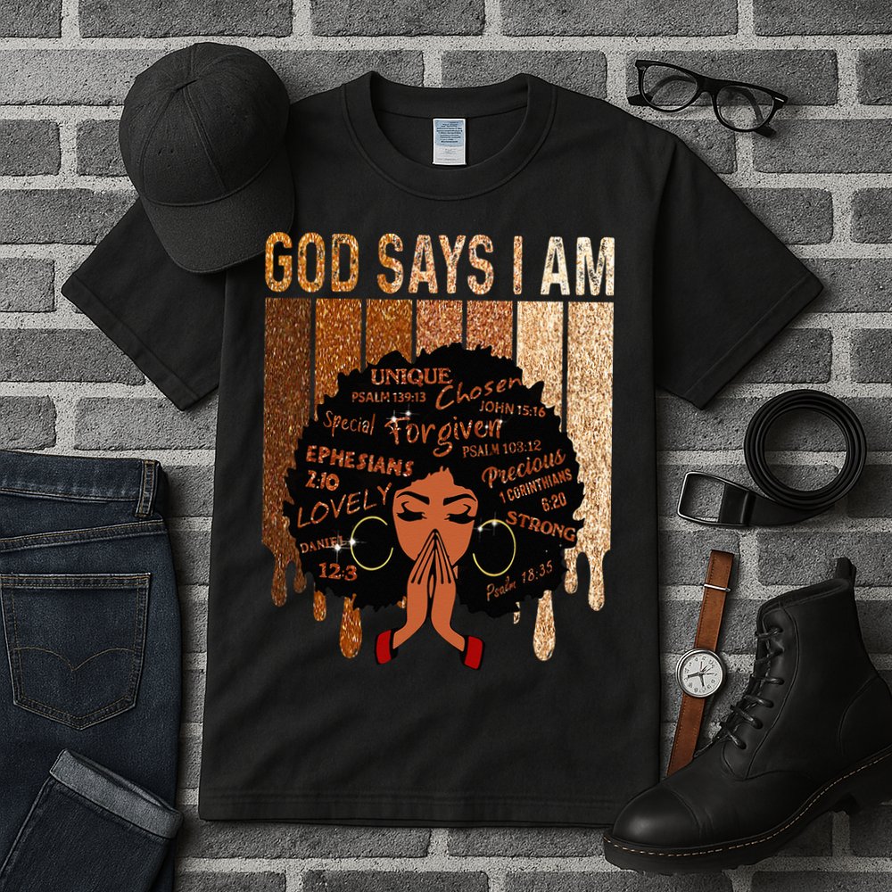 Black Girl God Says I Am Black Melanin Juneteenth Tall T-Shirt