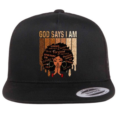 Black Girl God Says I Am Black Melanin Juneteenth Flatbill Hat