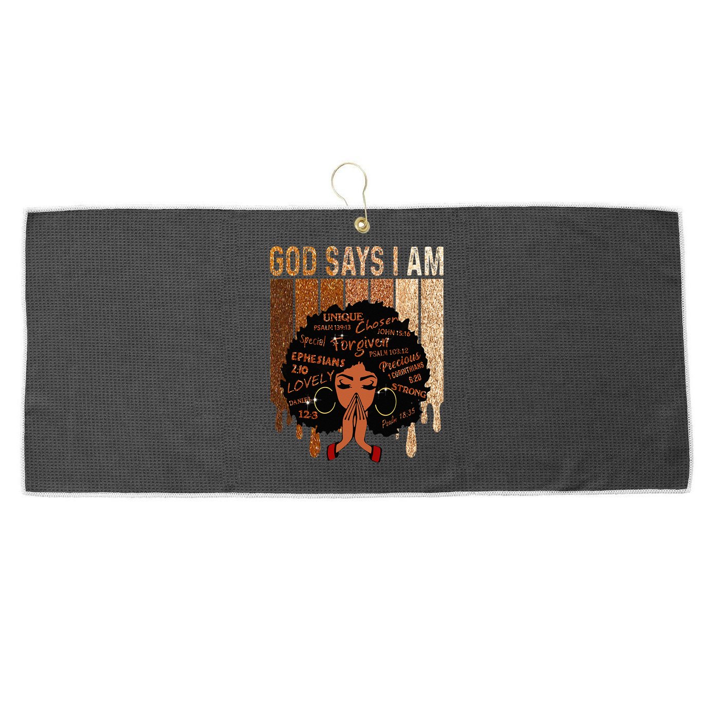 Black Girl God Says I Am Black Melanin Juneteenth Large Microfiber Waffle Golf Towel