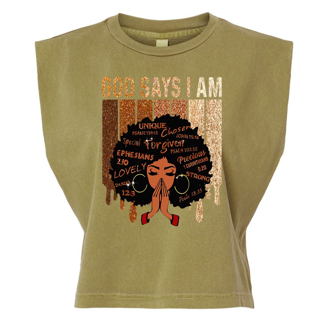 Black Girl God Says I Am Black Melanin Juneteenth Garment-Dyed Women's Muscle Tee