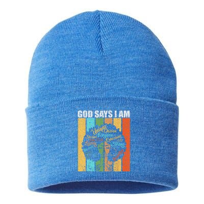  Black Girl God Says I Am Black Melanin Juneteenth  Sustainable Knit Beanie