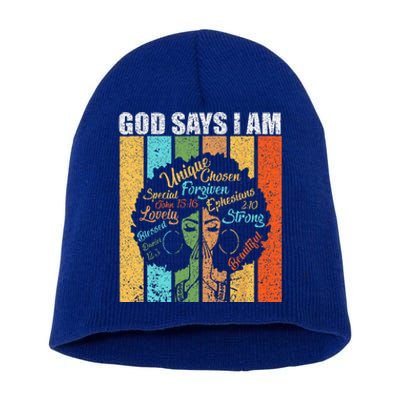  Black Girl God Says I Am Black Melanin Juneteenth  Short Acrylic Beanie