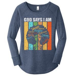  Black Girl God Says I Am Black Melanin Juneteenth  Women's Perfect Tri Tunic Long Sleeve Shirt