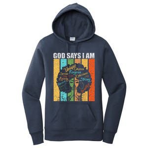  Black Girl God Says I Am Black Melanin Juneteenth  Women's Pullover Hoodie