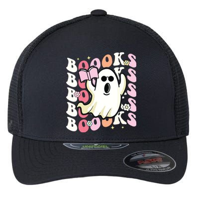 Boooks Ghost Groovy Book Reading Halloween Teacher Flexfit Unipanel Trucker Cap