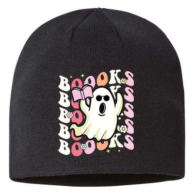 Boooks Ghost Groovy Book Reading Halloween Teacher Sustainable Beanie