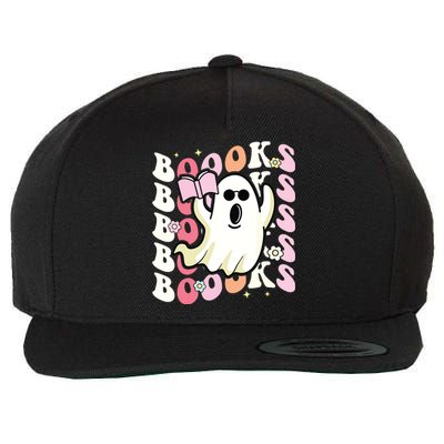 Boooks Ghost Groovy Book Reading Halloween Teacher Wool Snapback Cap