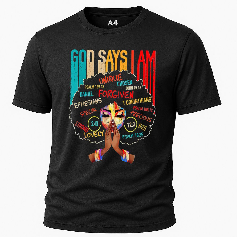 Black Girl God Says I Am Black Melanin History Month Pride Cooling Performance Crew T-Shirt