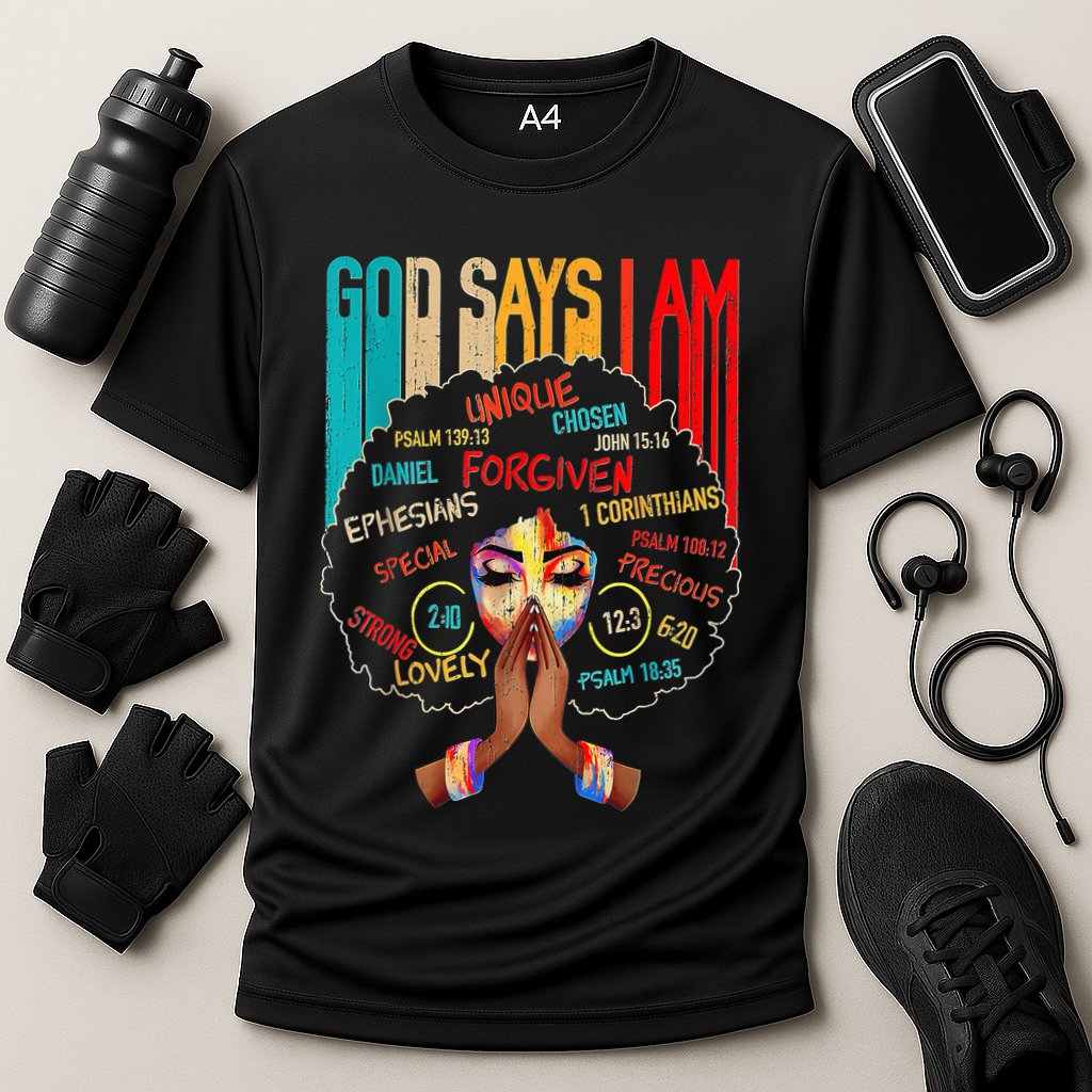 Black Girl God Says I Am Black Melanin History Month Pride Cooling Performance Crew T-Shirt