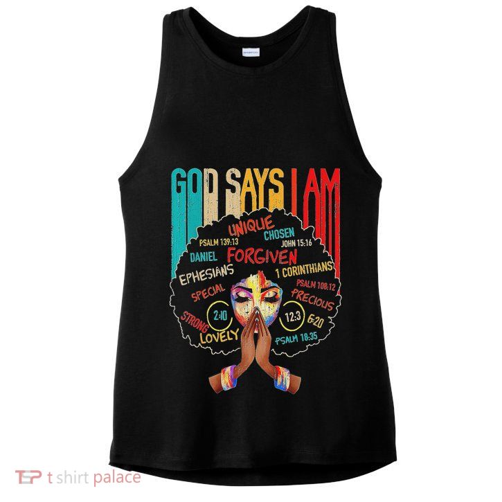 Black Girls God Says I Am  Ladies PosiCharge Tri-Blend Wicking Tank