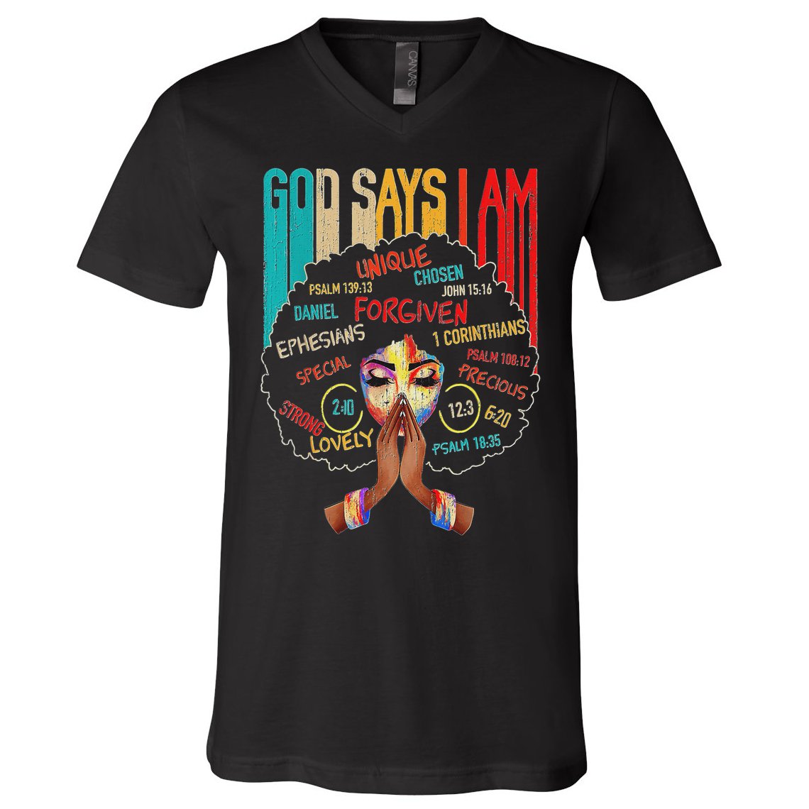 Black Girls God Says I Am  V-Neck T-Shirt