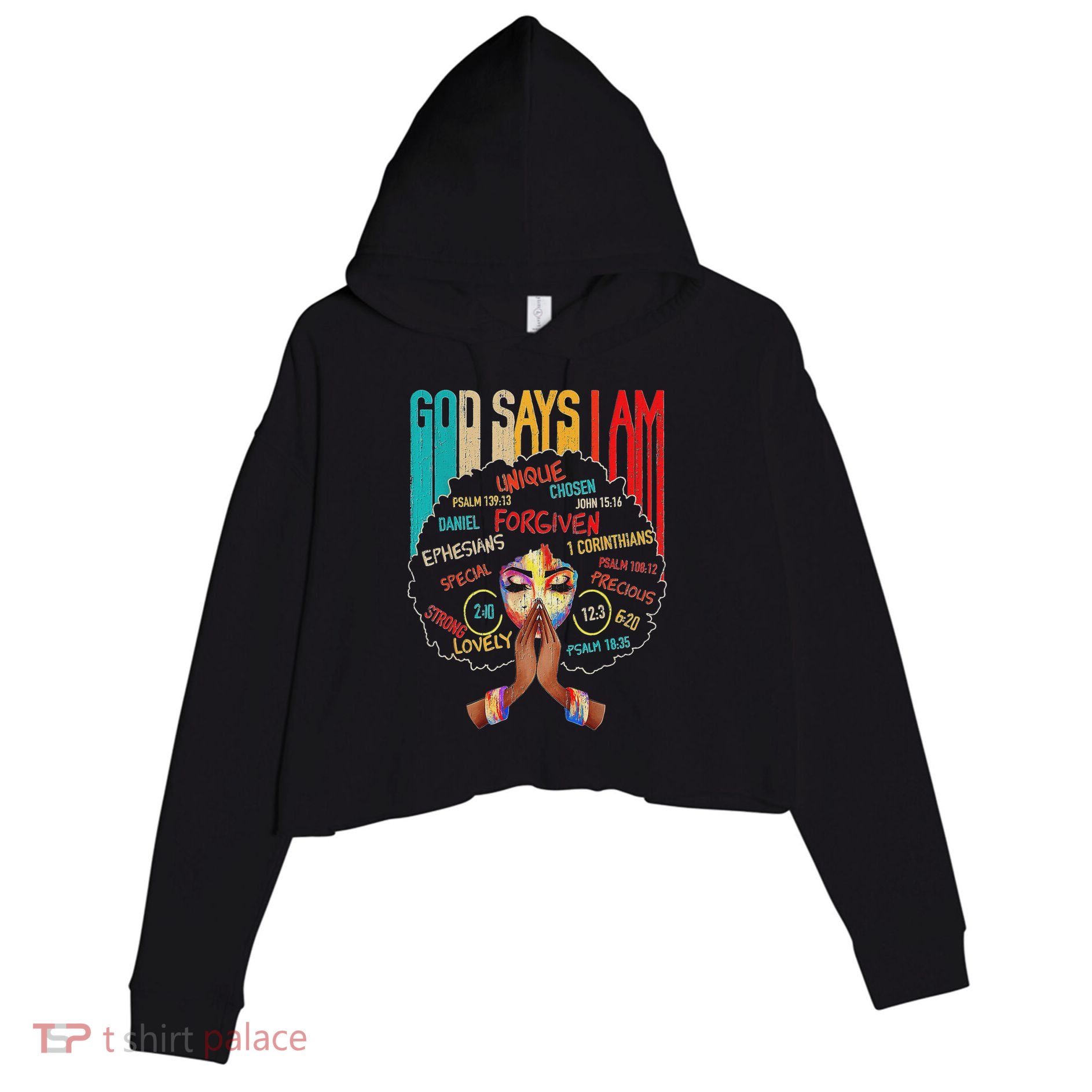 Black Girls God Says I Am  Crop Fleece Hoodie