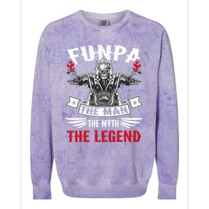 Biker Grandpa Gift Funpa The The Myth The Legend Motorcycle Gift Colorblast Crewneck Sweatshirt