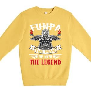 Biker Grandpa Gift Funpa The The Myth The Legend Motorcycle Gift Premium Crewneck Sweatshirt