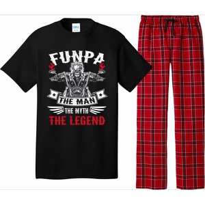 Biker Grandpa Gift Funpa The The Myth The Legend Motorcycle Gift Pajama Set