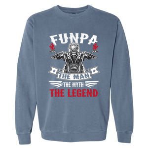 Biker Grandpa Gift Funpa The The Myth The Legend Motorcycle Gift Garment-Dyed Sweatshirt