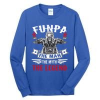 Biker Grandpa Gift Funpa The The Myth The Legend Motorcycle Gift Tall Long Sleeve T-Shirt