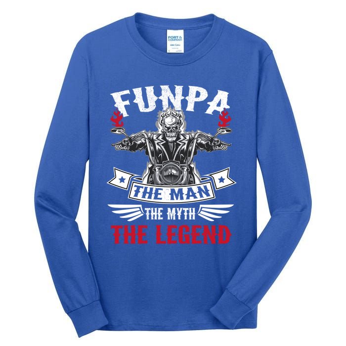 Biker Grandpa Gift Funpa The The Myth The Legend Motorcycle Gift Tall Long Sleeve T-Shirt