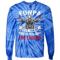 Biker Grandpa Gift Funpa The The Myth The Legend Motorcycle Gift Tie-Dye Long Sleeve Shirt