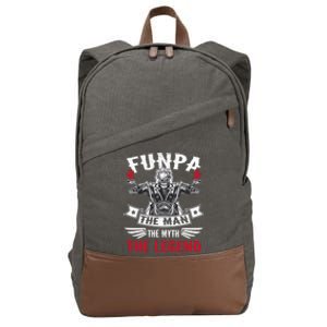 Biker Grandpa Gift Funpa The The Myth The Legend Motorcycle Gift Cotton Canvas Backpack