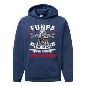 Biker Grandpa Gift Funpa The The Myth The Legend Motorcycle Gift Performance Fleece Hoodie